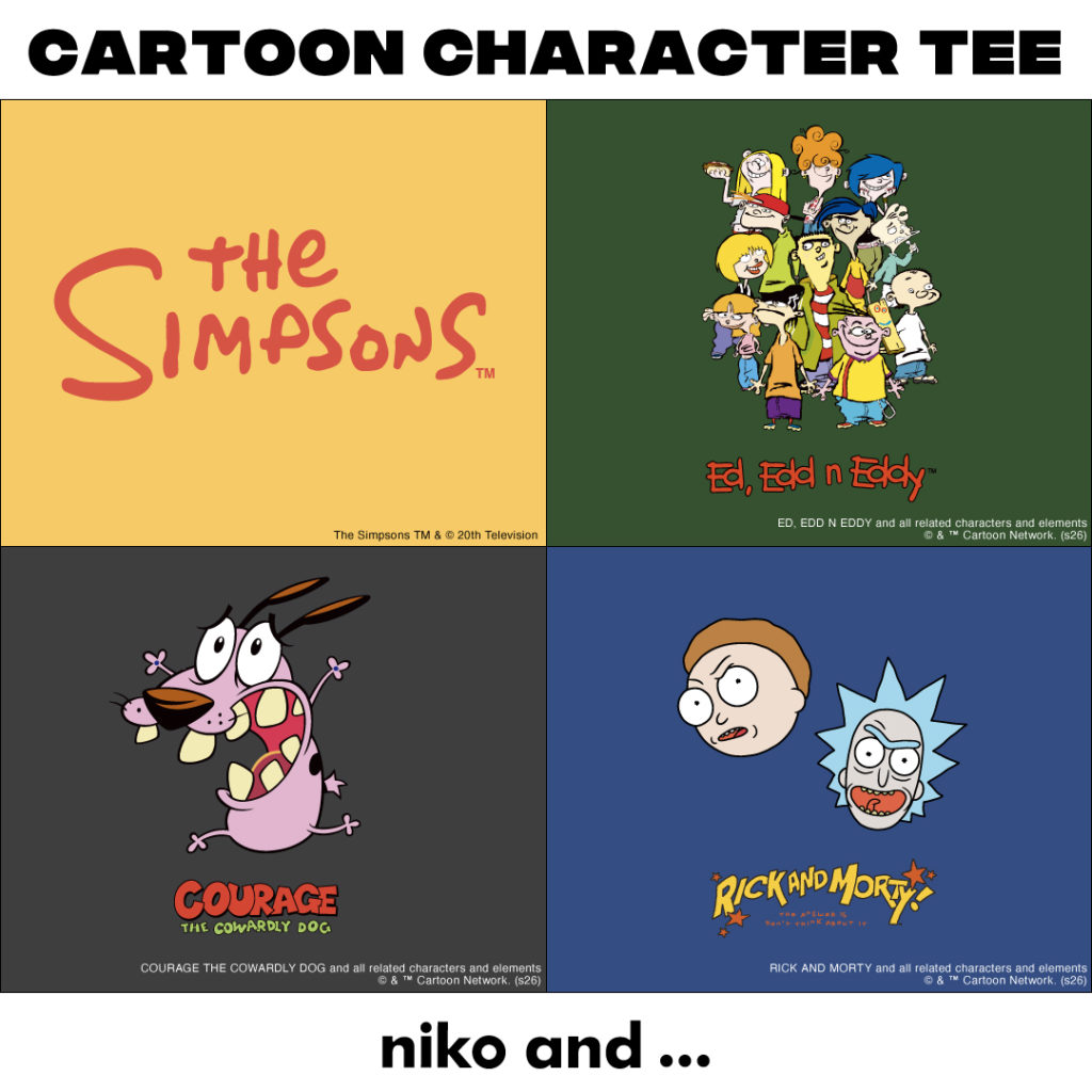 ポップでシュールな世界観！「niko and ...」が “CARTOON CHARACTER Tee”と題して、人気作品を落とし込んだ Tシャツ全10種類を7月17日（金）より発売